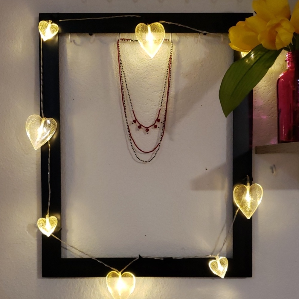 Handmade necklace, Black, white, and red. Boho